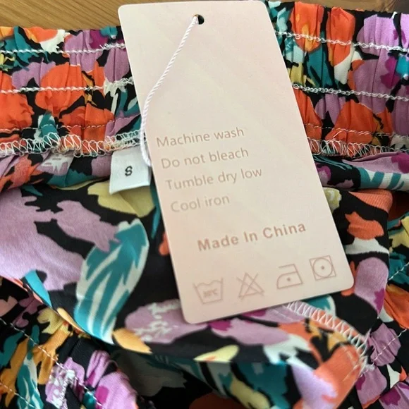 WITSMILE Floral Pleated Midi Skirt Elastic Waist A-Line with Pockets - Picture 6 of 8